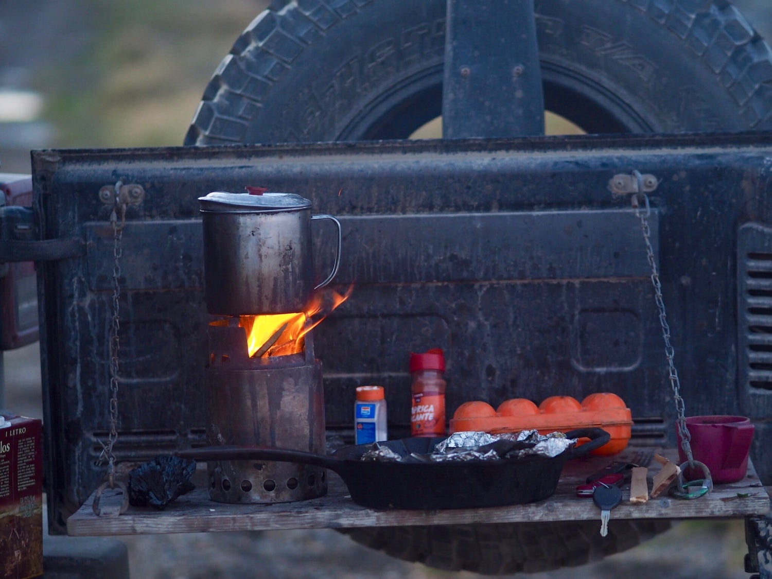 Car camping with solostove