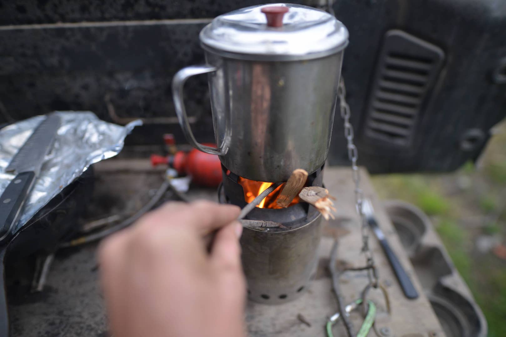 Car camping with solostove