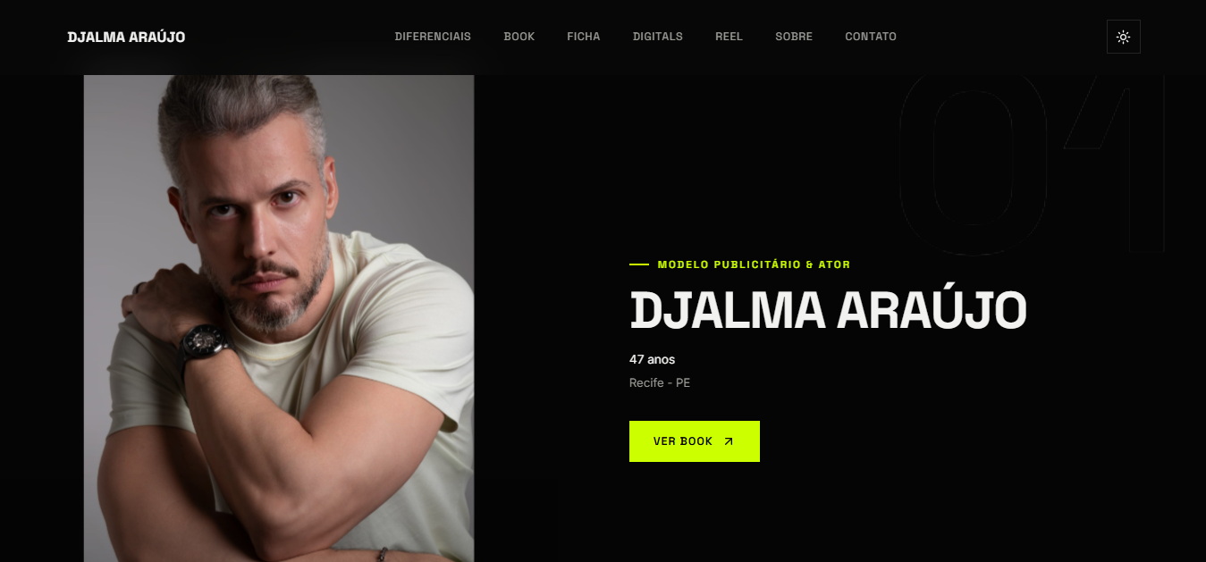 Interface do projeto Portfólio do Djalma
