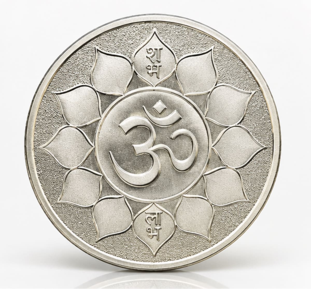 925 Sterling Silver Lakshmi Ganesh Coin | Shubh Labh & Om Design Silver Coin | Auspicious Puja, Diwali & Festive Gift