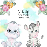 African Wildlife PNG Bundle Safari Animals Watercolor Jungle Clipart (Digital Download) - Image 2
