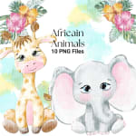 African Wildlife PNG Bundle Safari Animals Watercolor Jungle Clipart (Digital Download) - Image 3