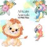 African Wildlife PNG Bundle Safari Animals Watercolor Jungle Clipart (Digital Download) - Image 4