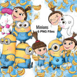 Agnes and Minions Watercolor Clipart Bundle Unicorns and Bananas PNG (Digital Download) - Image 1