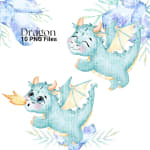 Baby Dragon Clipart Bundle Watercolor Fantastic Creatures PNG (Digital Download) - Image 3