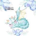 Baby Dragon Clipart Bundle Watercolor Fantastic Creatures PNG (Digital Download) - Image 4