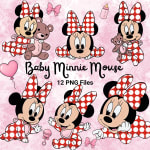 Baby Minnie Mouse Watercolor Clipart Bundle Red and White Disney PNG (Digital Download) - Image 1