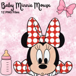 Baby Minnie Mouse Watercolor Clipart Bundle Red and White Disney PNG (Digital Download) - Image 4