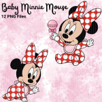 Baby Minnie Mouse Watercolor Clipart Bundle Red and White Disney PNG (Digital Download) - Image 5