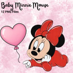 Baby Minnie Mouse Watercolor Clipart Disney Red Handmade PNG Bundle (Digital Download) - Image 2