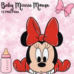 Baby Minnie Mouse Watercolor Clipart Disney Red Handmade PNG Bundle (Digital Download) - Image 4