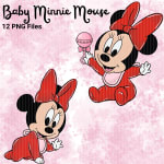 Baby Minnie Mouse Watercolor Clipart Disney Red Handmade PNG Bundle (Digital Download) - Image 5