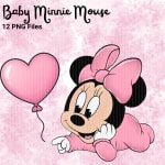 Baby Minnie Mouse Watercolor PNG Bundle Pink Disney Clipart (Digital Download) - Image 2
