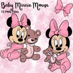 Baby Minnie Mouse Watercolor PNG Bundle Pink Disney Clipart (Digital Download) - Image 3