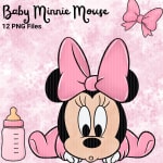 Baby Minnie Mouse Watercolor PNG Bundle Pink Disney Clipart (Digital Download) - Image 4