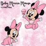 Baby Minnie Mouse Watercolor PNG Bundle Pink Disney Clipart (Digital Download) - Image 5