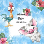 Baby Moana Watercolor Clipart Bundle Disney Tropical PNG (Digital Download) - Image 3