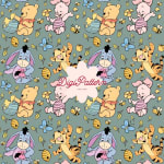 Baby Winnie the Pooh and Friends Seamless Pattern Disney Green Watercolor Paper (Digital Download) - Image 1