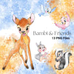 Bambi and Friends Clipart Bundle Watercolor Disney Forest Animals PNG (Digital Download) - Image 2