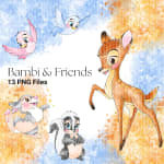 Bambi and Friends Clipart Bundle Watercolor Disney Forest Animals PNG (Digital Download) - Image 3