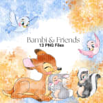 Bambi and Friends Clipart Bundle Watercolor Disney Forest Animals PNG (Digital Download) - Image 5