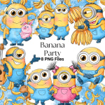 Banana Party Minions Clipart PNG Bundle Dreamworks Yellow Characters (Digital Download) - Image 1