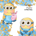 Banana Party Minions Clipart PNG Bundle Dreamworks Yellow Characters (Digital Download) - Image 4