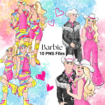 Barbie and Ken Clipart Bundle 80s Workout and Western Themes (Digital Download) - Image 1