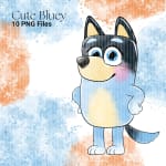 Bluey Dog Clipart Bundle Disney Watercolor PNG Files (Digital Download) - Image 3