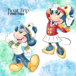 Boat Trip Watercolor Clipart Mickey and Minnie Disney PNG Bundle (Digital Download) - Image 2