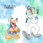 Boat Trip Watercolor Clipart Mickey and Minnie Disney PNG Bundle (Digital Download) - Image 3