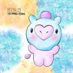 BT21 Clipart Bundle Watercolor K-Pop Characters (Digital Download) - Image 4