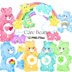 Care Bears Clipart Bundle Watercolor PNG Retro Classics (Digital Download) - Image 1