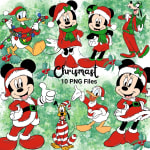 Christmas Disney Mickey and Friends PNG Bundle Festive Holiday Clipart (Digital Download) - Image 1