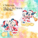 Christmas Mickey and Minnie Watercolor Clipart Bundle Disney Holiday PNG (Digital Download) - Image 2