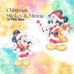 Christmas Mickey and Minnie Watercolor Clipart Bundle Disney Holiday PNG (Digital Download) - Image 3