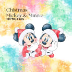Christmas Mickey and Minnie Watercolor Clipart Bundle Disney Holiday PNG (Digital Download) - Image 5