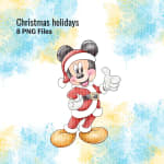 Christmas Mickey Mouse and Pluto Clipart Watercolor Holiday PNG Bundle (Digital Download) - Image 5