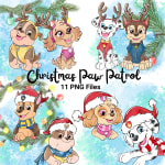 Christmas Paw Patrol PNG Clipart Bundle Handmade Holiday Graphics PNG (Digital Download) - Image 1