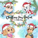 Christmas Paw Patrol PNG Clipart Bundle Handmade Holiday Graphics PNG (Digital Download) - Image 2