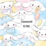 Cinnamoroll Watercolor Clipart Bundle Sanrio Kawaii Puppy PNG Kit (Digital Download) - Image 1