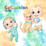 Cocomelon Characters Watercolor Clipart Bundle JJ Cody Nina PNG Kit (Digital Download) - Image 5