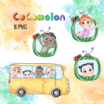 Cocomelon Watercolor Clipart Bundle JJ Friends School Bus PNG Kit (Digital Download) - Image 3