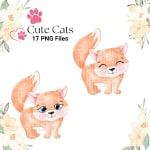 Cute Cats Clipart Bundle Watercolor Kittens and Flowers PNG (Digital Download) - Image 5