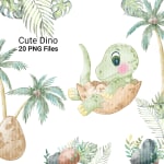 Dinosaur Watercolor Clipart Bundle Baby Dino Animal Kingdom PNG (Digital Download) - Image 4