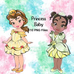 Disney Baby Princess Clipart Cinderella Ariel Snow White Belle Rapunzel PNG Bundle (Digital Download) - Image 5