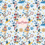 Disney Mickey Minnie Sailor Nautical Seamless Pattern Ocean Paper (Digital Download) - Image 1