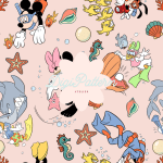 Disney Mickey Mouse Scuba Diving Pink Seamless Pattern PNG Minnie Donald Daisy (Digital Download) - Image 2