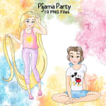 Disney Princess Pijama Clipart Bundle Belle Ariel Rapunzel Jasmine Elsa PNG (Digital Download) - Image 4