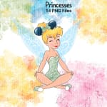 Disney Princesses Mickey Ears Clipart PNG Bundle Watercolor Elsa Cinderella Ariel Snow White (Digital Download) - Image 5